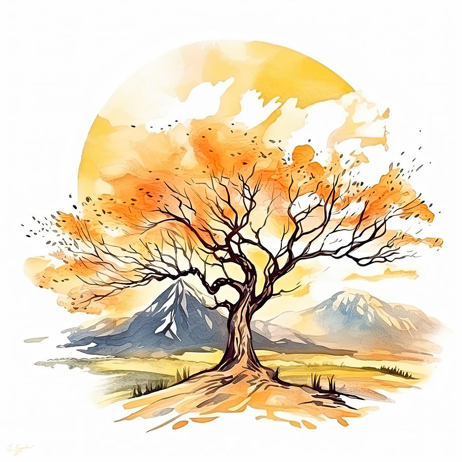 Golden Autumn Art Painting by Lourry Legarde