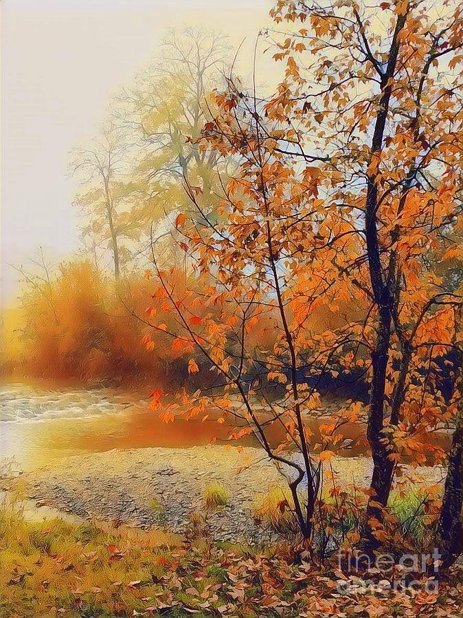Golden Autumn Trees Mixed Media by Claudia Zahnd-Prezioso