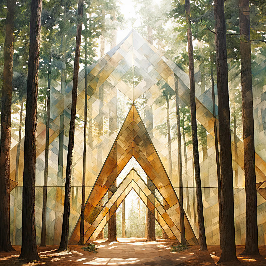 Golden Balance - Organic Shapes in Nature  Painting by Lourry Legarde