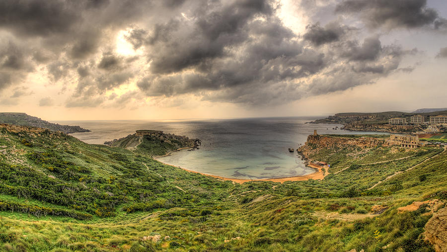 Golden Bay on a cloudy day in Malta Photograph by Malcolm_grima