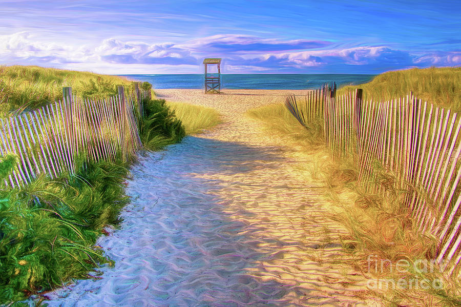 Golden Beach Path - Painterly Photograph