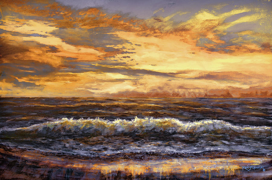 Golden Beach Sunset painting Painting by Ken Figurski