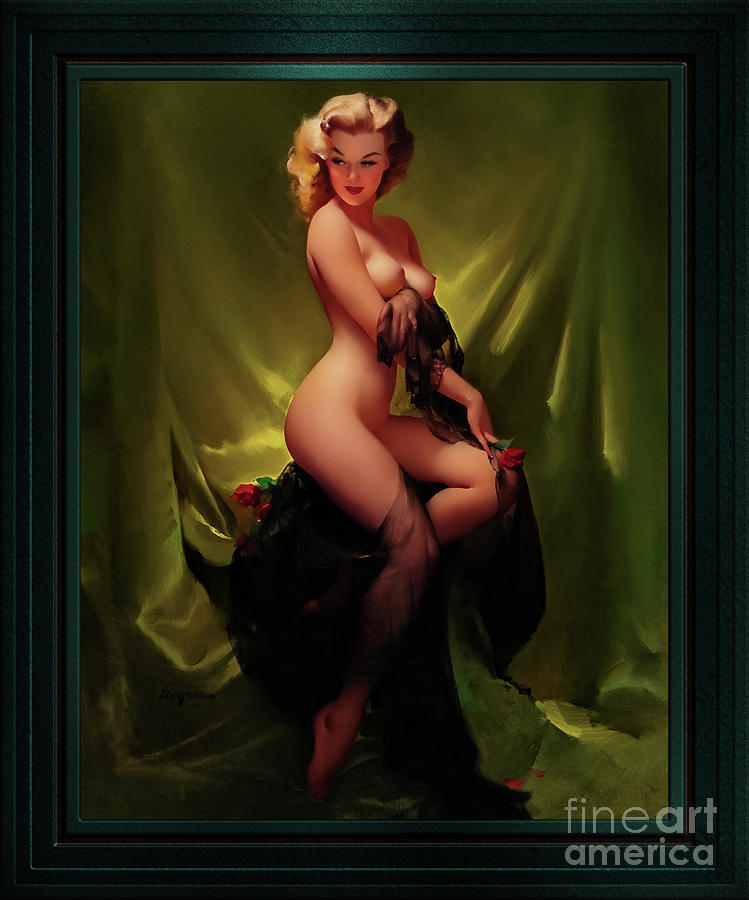 Golden Beauty by Gil Elvgren Vintage Art Pinup Xzendor7 Old Masters Reproductions Painting by Rolando Burbon