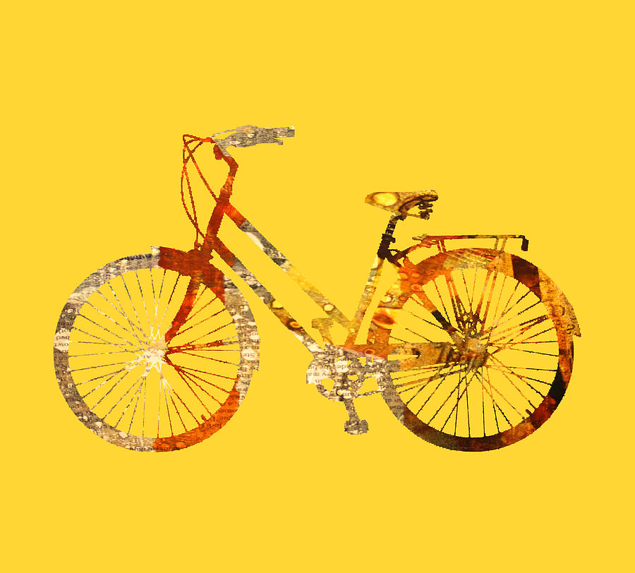 Golden Bicycle Silhouette Digital Art by Nancy Merkle