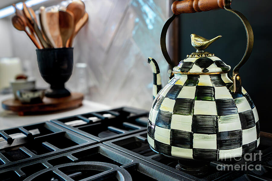 Golden Bird Teapot on the Stove - Kitchen Still Life Photograph by Brigitte Blanchette Thompson Golden Bird Teapot on the Stove - Kitchen Still Life Photograph by Brigitte Blanchette Thompson