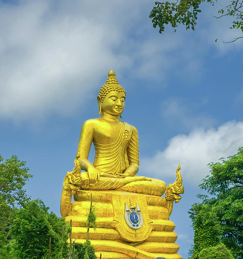 Golden Buddha statue next to statue of Big Buddha in Phuket, Thailand Photograph by Elenarts - Elena Duvernay photo Golden Buddha statue next to statue of Big Buddha in Phuket, Thailand Photograph by Elenarts - Elena Duvernay photo