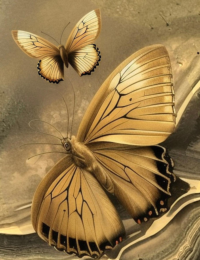 Golden butterfly Digital Art by Helene Melliger - Fine Art America