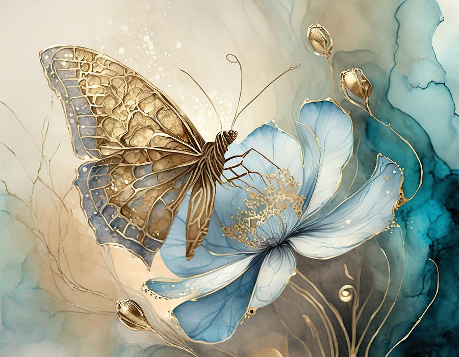 Golden Butterfly Mixed Media by Susan Rydberg Golden Butterfly Mixed Media by Susan Rydberg