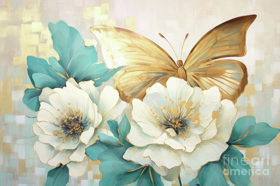 Golden Butterfly Painting by Tina LeCour