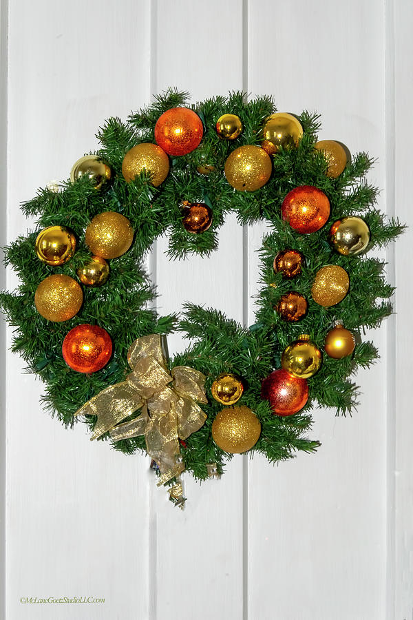 Golden Christmas Wreath Photograph