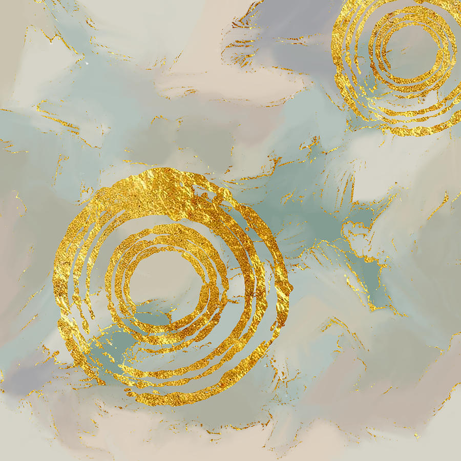 Golden Circles Painting by Nancy Merkle
