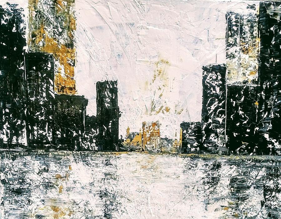 Golden City Abstract Painting by Lynne McQueen