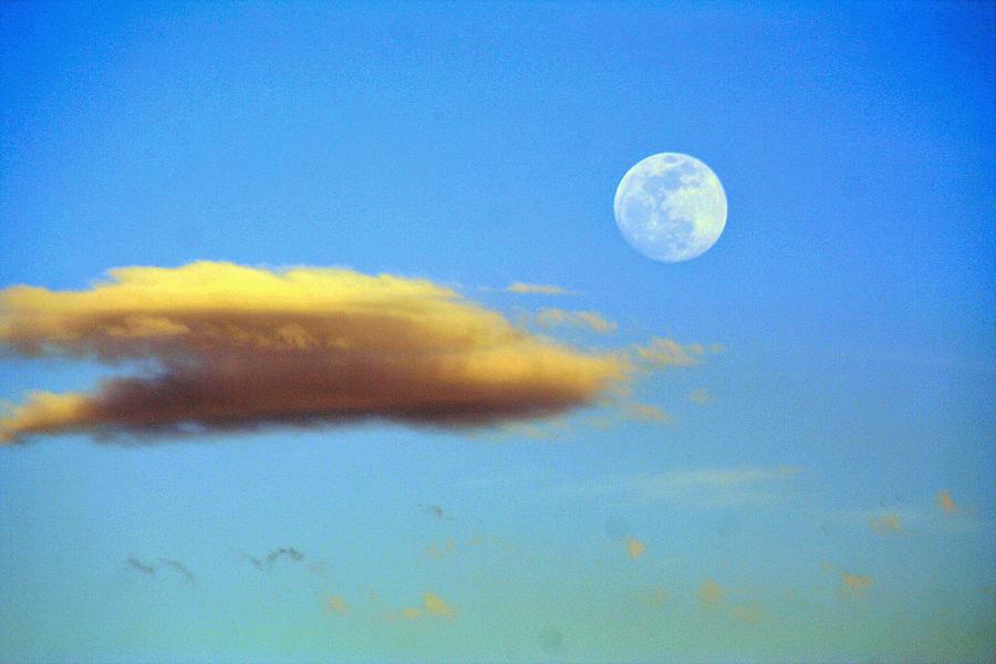 Golden Cloud And Moon Photograph