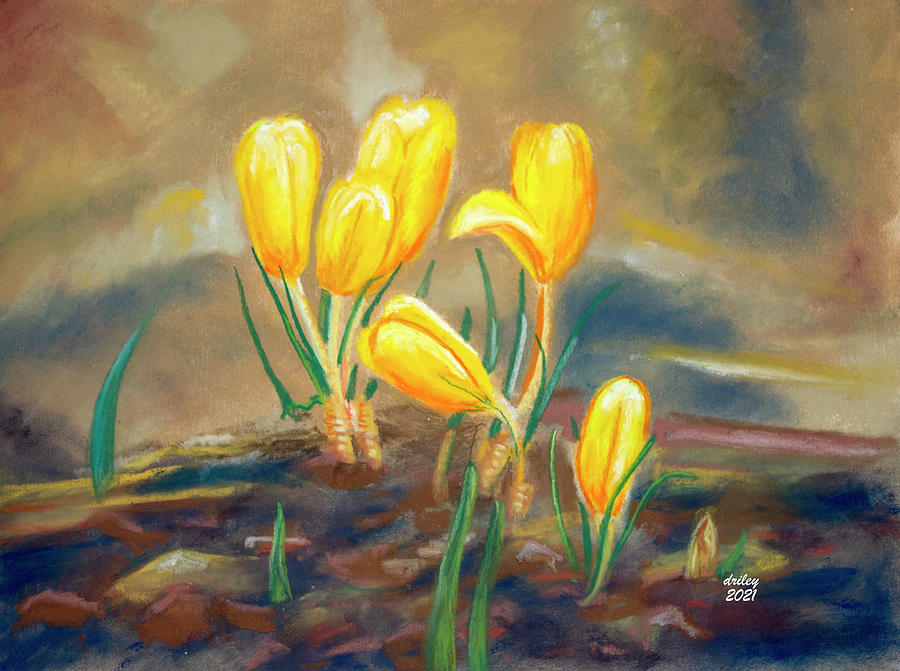Golden Crucus Painting by Dorothy Riley