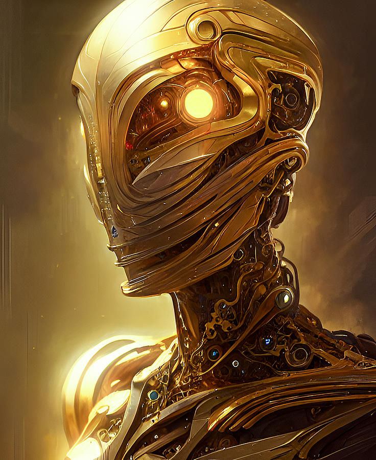 Golden cyborg Digital Art by Valter Zamuner - Fine Art America