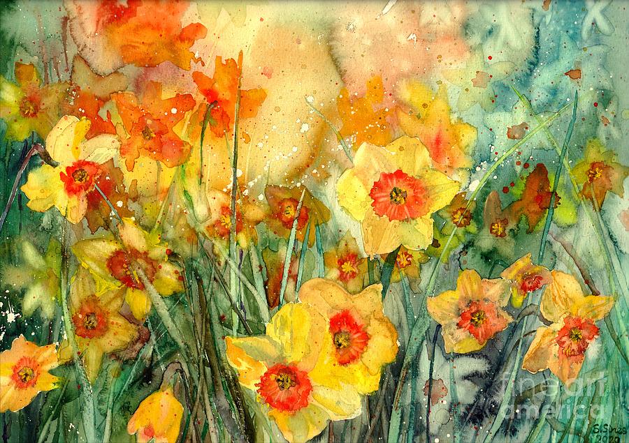 Summer Painting - Golden Daffodils by Suzann Sines