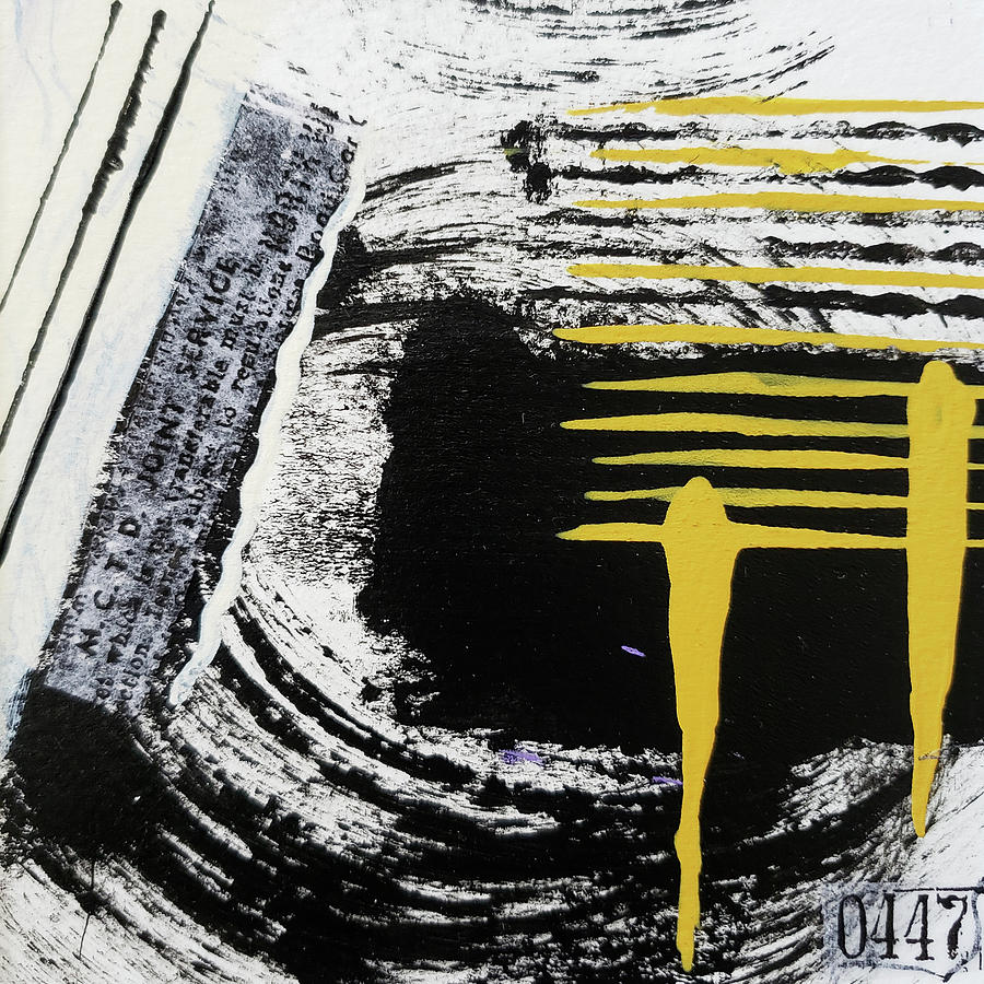 Golden Daggers Black and White Abstract Painting Collage Art Painting by Lynnie Lang