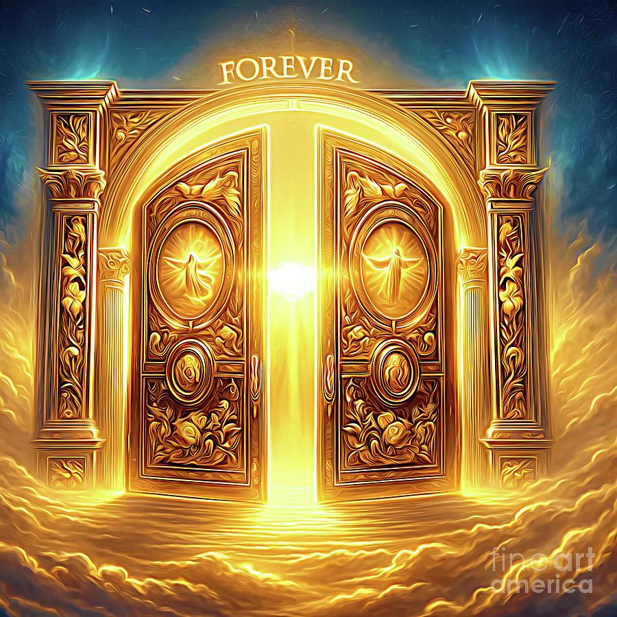 Golden doors to Heaven Forever Abstract Expressionism Digital Art by Rose Santuci-Sofranko