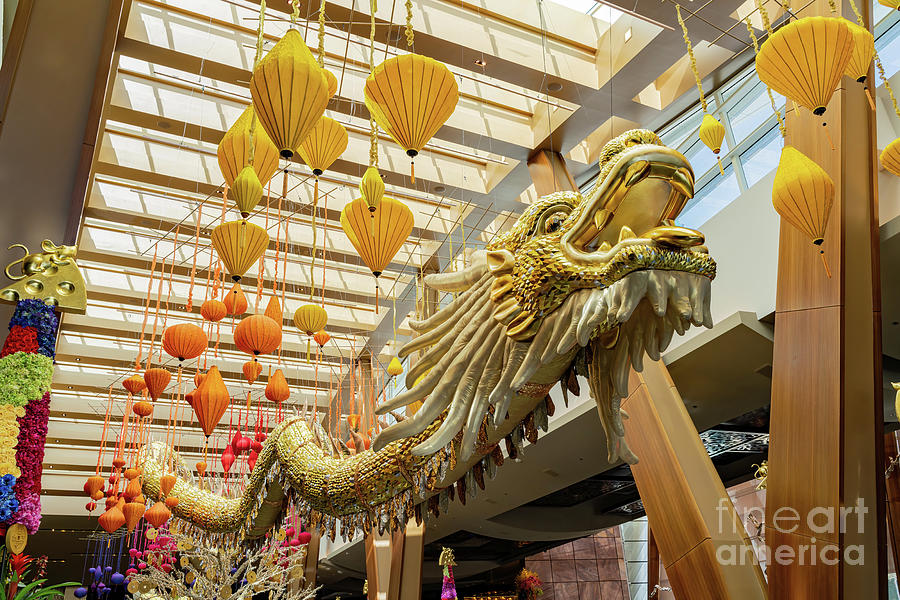 Las Vegas Photograph - Golden Dragon of the Aria Resort by Chon Kit Leong
