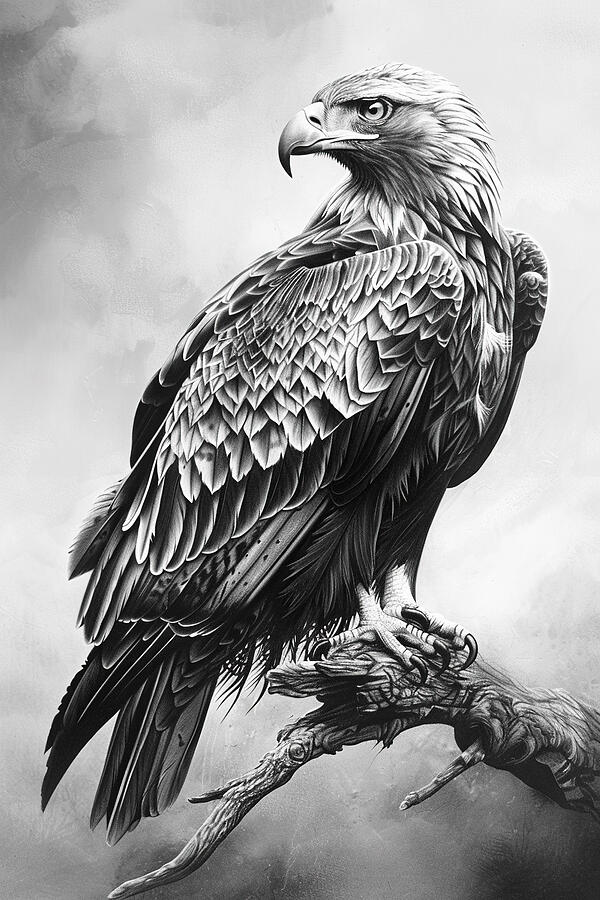 Golden Eagle BW 3 Digital Art by Athena Mckinzie