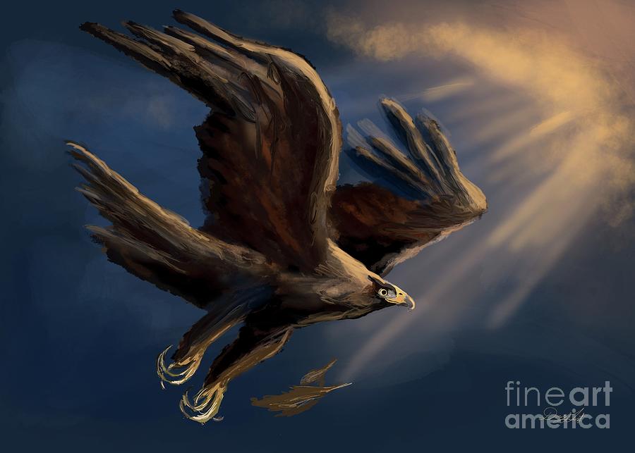 Golden Eagle in Flight Digital Art by Doug Gist