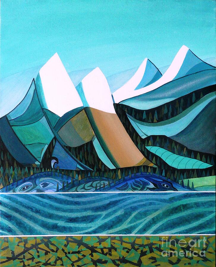 Golden Ears Abstract  Painting by John Lyes