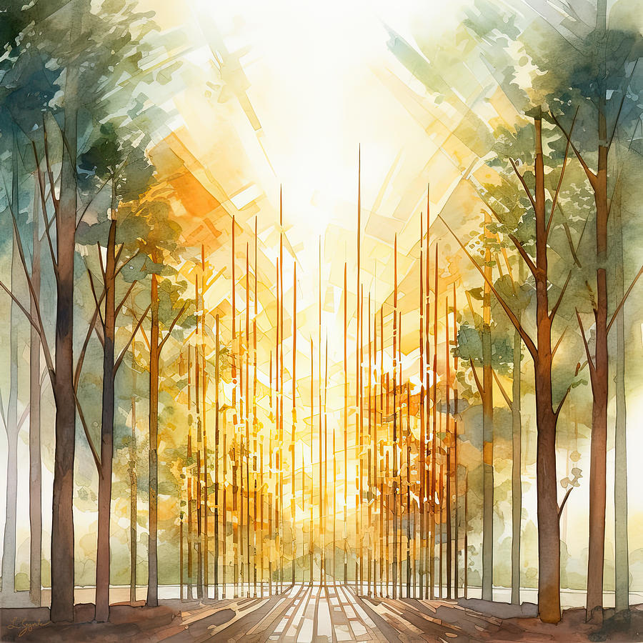 Golden Escape - Modern Nature Art Painting by Lourry Legarde Golden Escape - Modern Nature Art Painting by Lourry Legarde