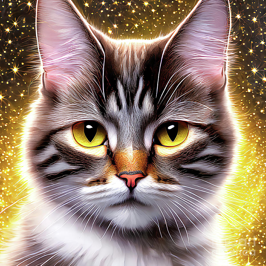 Golden Eyed Tabby Cat Digital Art by Elisabeth Lucas - Fine Art America