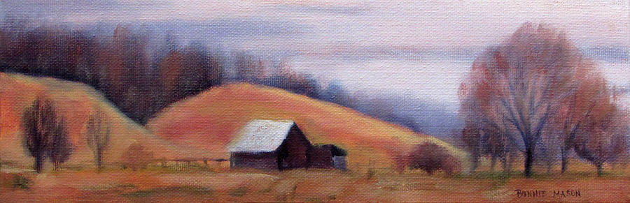 Barn Painting - Golden Fields - Old Barn in Bland County VA by Bonnie Mason