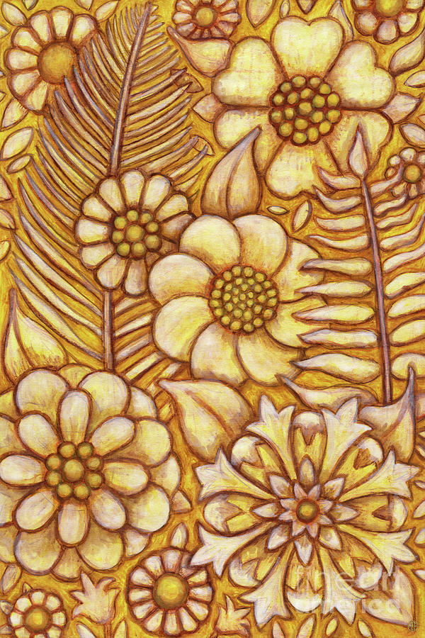 Golden Florascape  Painting by Amy E Fraser