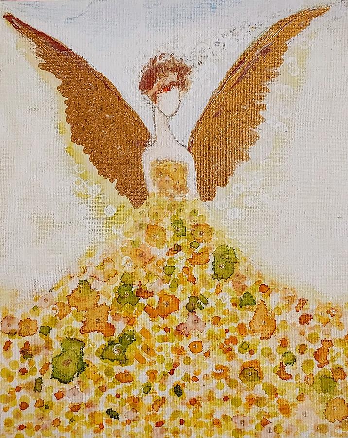 Golden Flower Angel Painting by Alma Yamazaki