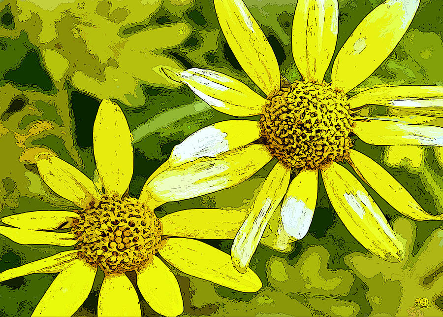 Golden Flowers Surprise Digital Art by Gary Olsen-Hasek