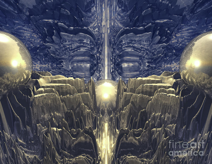Golden Fractal Environment Digital Art by Phil Perkins