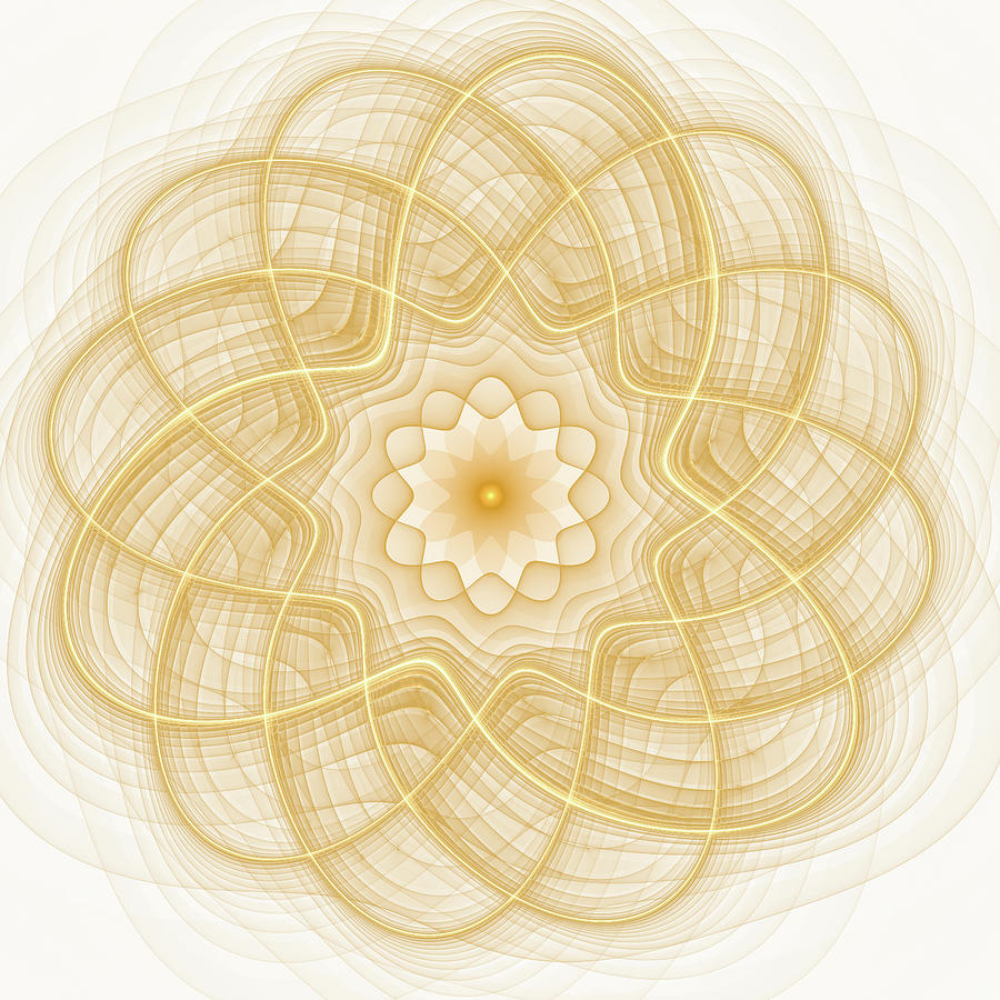 Golden Fractal Style Mandala Digital Art by Matthias Hauser