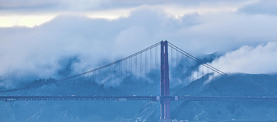 Golden Gate Against Foggy Hills Photograph by Darryl Brooks