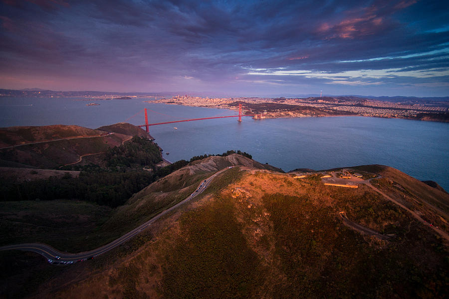 Golden Gate Bridge Aerial view Photograph by Piriya Photography