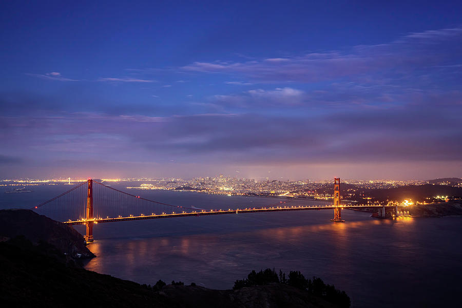 Golden Gate Bridge and San Francisco in the Evening Photograph by Ian Good