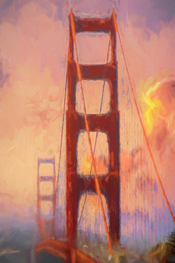 Golden Gate Bridge Digital Art - Golden Gate Bridge at Sunset by Matt Hutchings