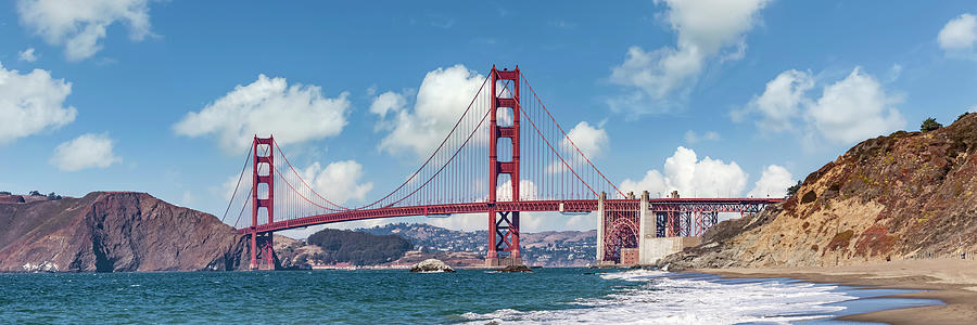Golden Gate Bridge Baker Beach Panoramic View Photograph By Melanie Viola