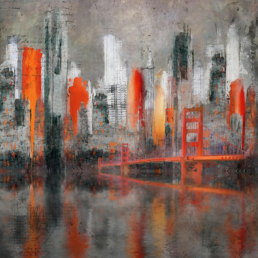 Golden Gate Bridge Digital Art by Barbara Mierau-Klein