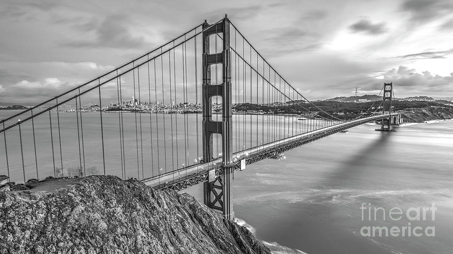 Golden Gate Bridge Black And White Photograph