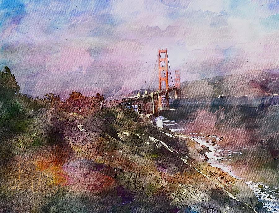 Golden Gate Bridge Digital Art Digital Art by Russel Considine