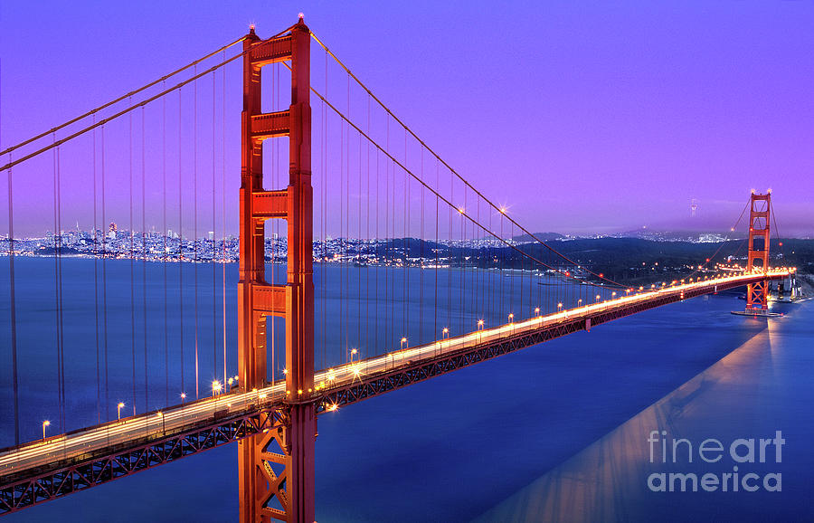 Golden Gate Bridge Dusk Photograph by Wernher Krutein - Fine Art America