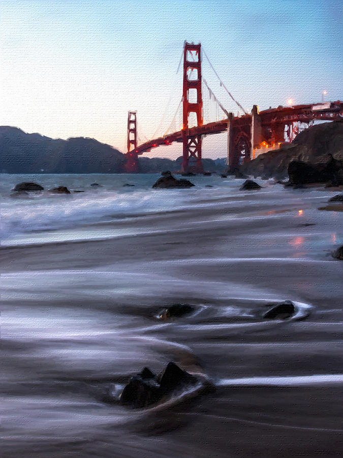 Golden Gate Bridge Gold Bay 2 Painting by Tony Rubino