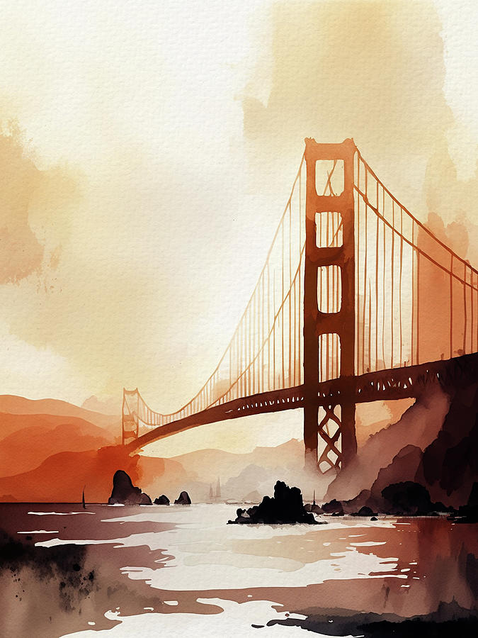 San Francisco Painting - Golden Gate Bridge I by Naxart Studio
