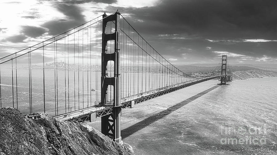 Golden Gate Bridge in Black and White Panorama Photograph by Stefano Senise
