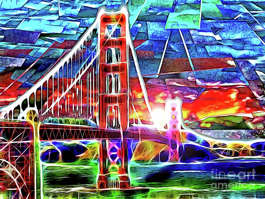Golden Gate Bridge In Colors Digital Art