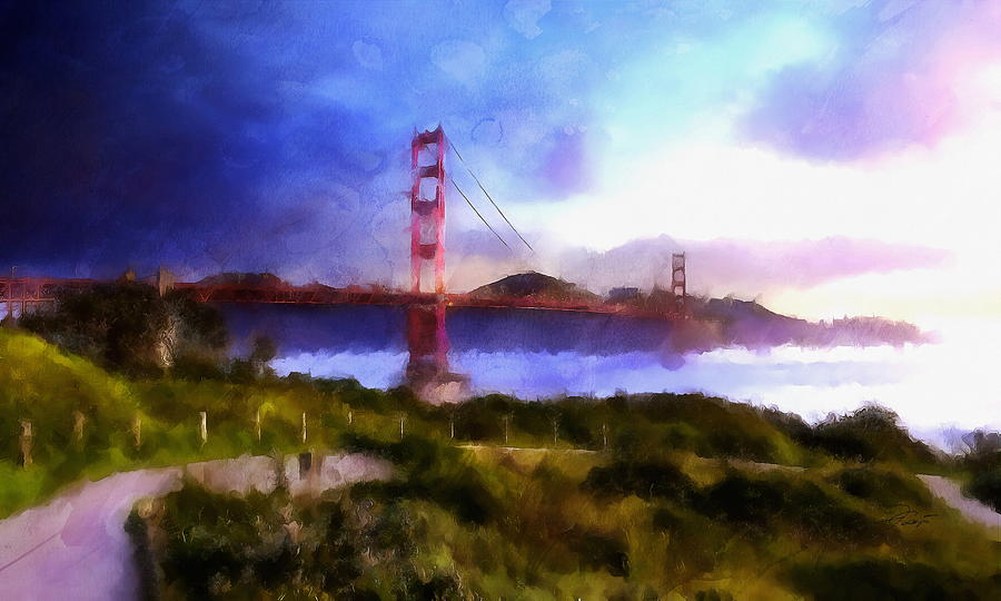 Golden Gate Bridge Digital Art by Jerzy Czyz