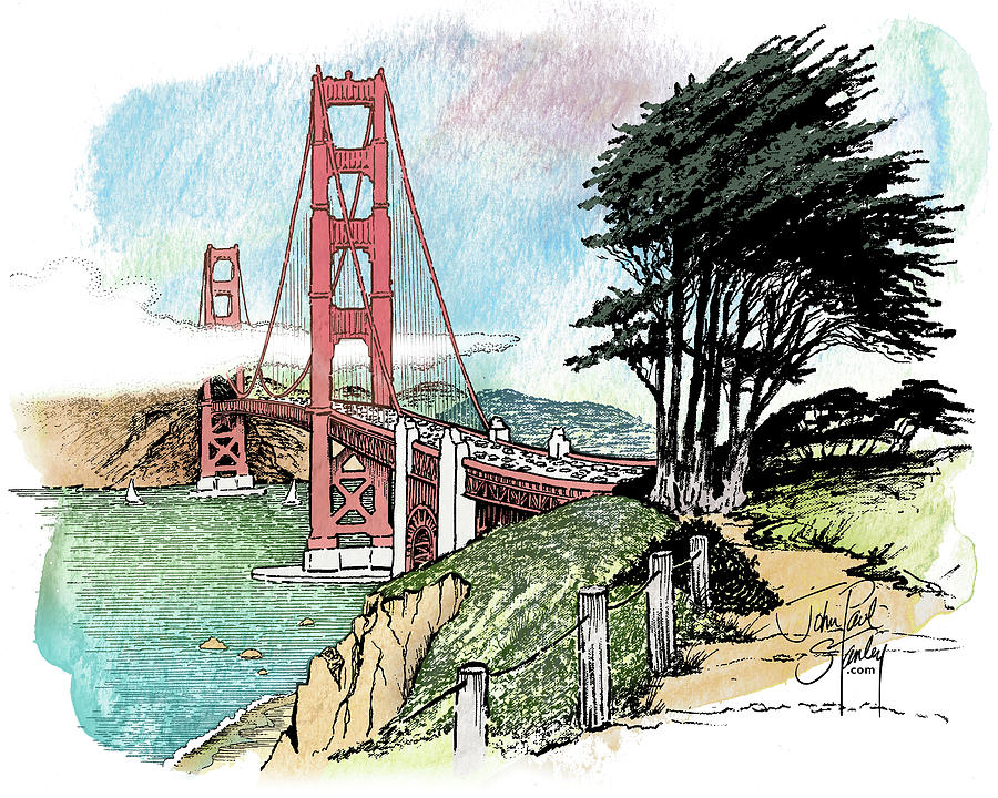 Golden Gate Bridge Drawing by John Paul Stanley