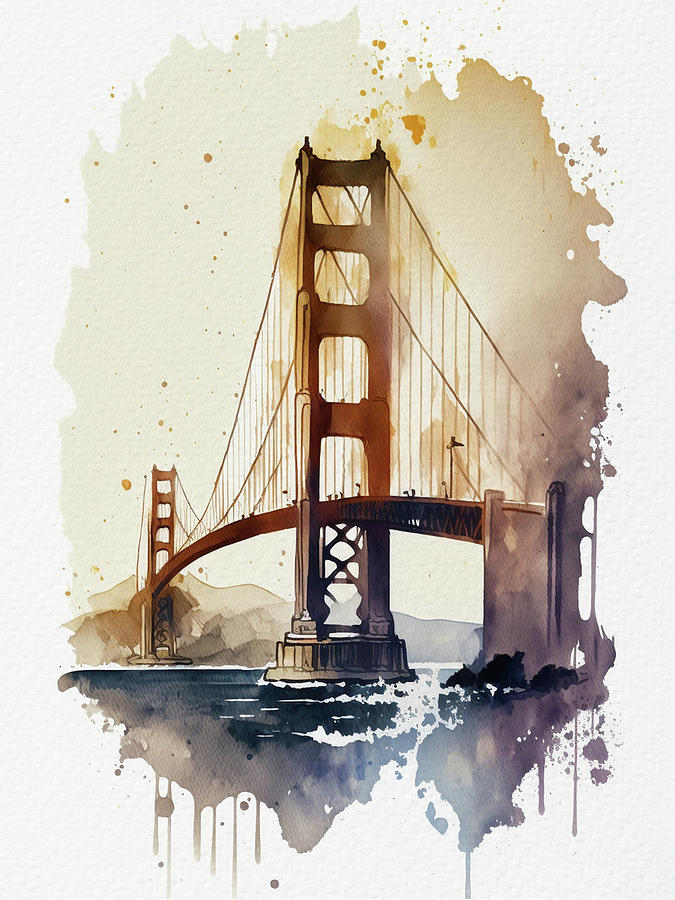 San Francisco Painting - Golden Gate Bridge by Naxart Studio